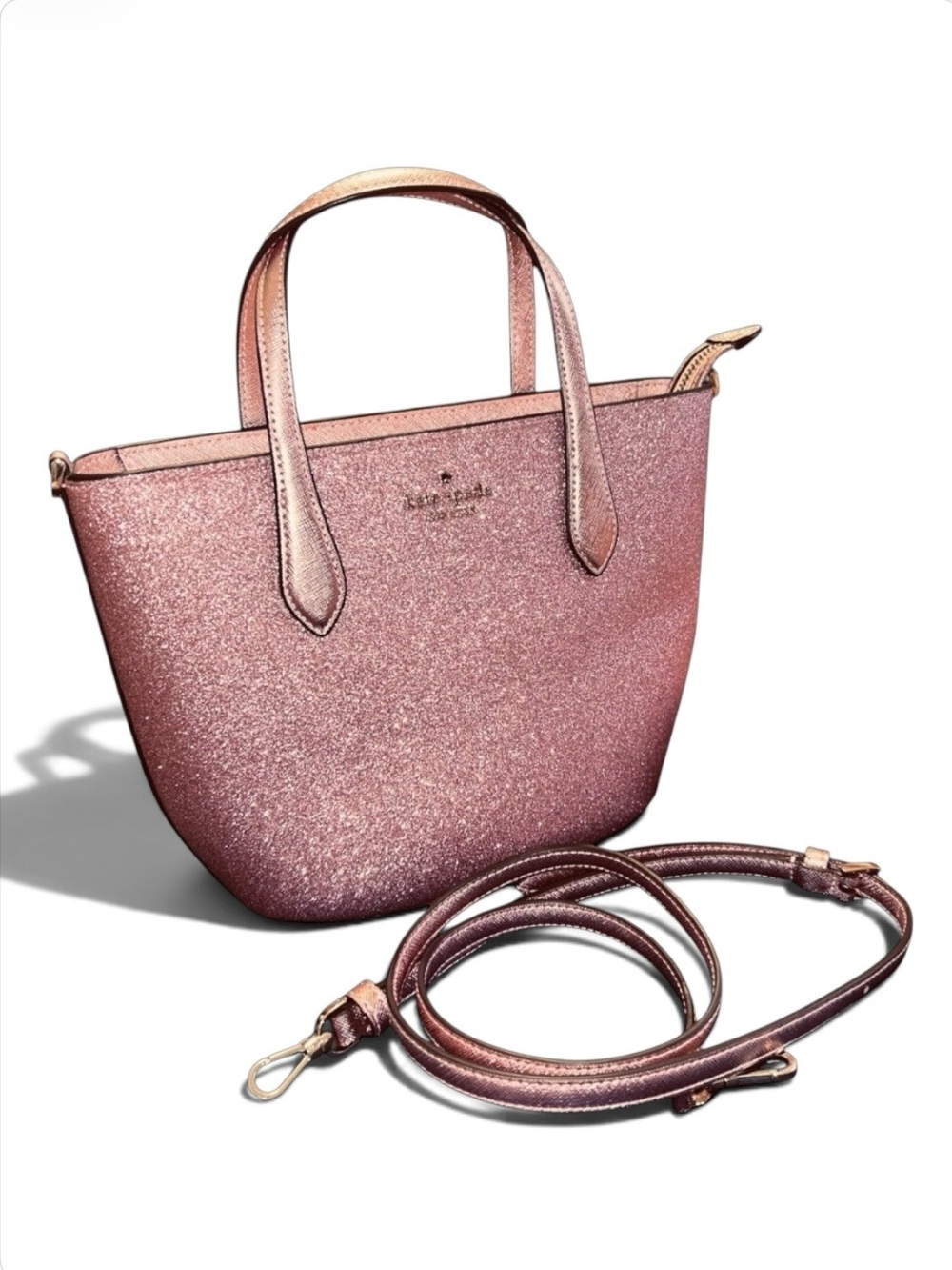 kate spade | Glimmer Glitter Small Zip Crossbody Satchel in Mitten Pink